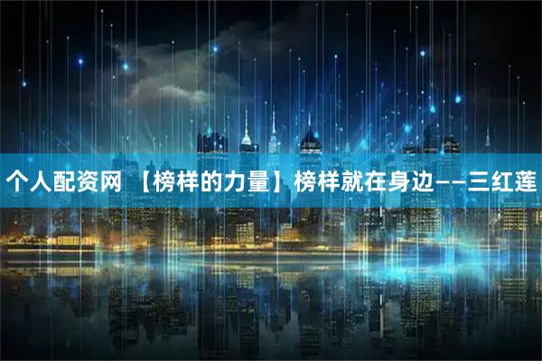 个人配资网 【榜样的力量】榜样就在身边——三红莲